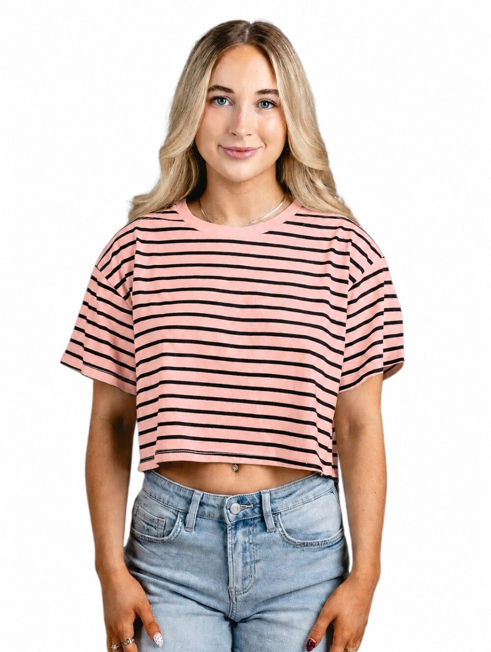 Topshop - Striped Cropped Tee